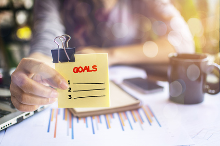 Hand writing "goals"の写真素材
