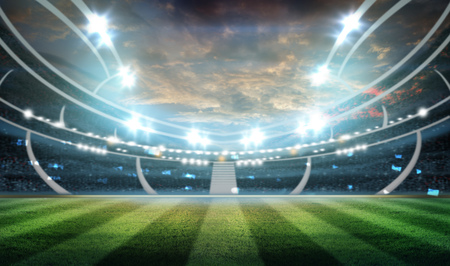 lights at night and football stadium 3Dの写真素材