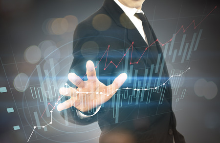 Business person working with gear modern virtual technologyの写真素材