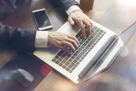 businessman working on their computers. the view from the top.の写真素材