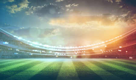 lights at night and football stadium 3Dの写真素材