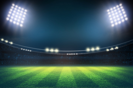 lights at night and football stadium 3Dの写真素材