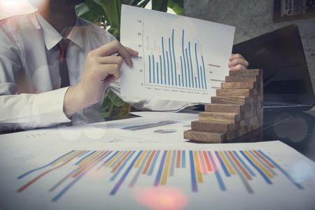 Businessman Building Up Tower  Challenge In Business Conceptの写真素材