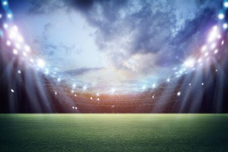 lights at night and stadium 3d renderの写真素材
