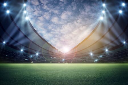 lights at night and stadium 3d renderの写真素材