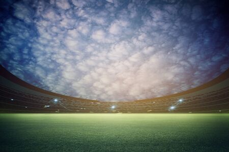 lights at night and stadium 3d renderの写真素材