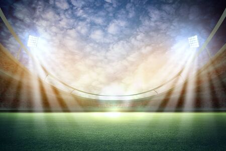 lights at night and stadium 3d renderの写真素材