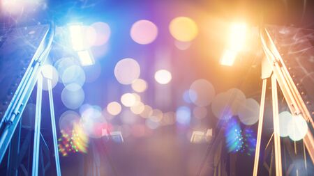 Background image of stage in color lightsの写真素材