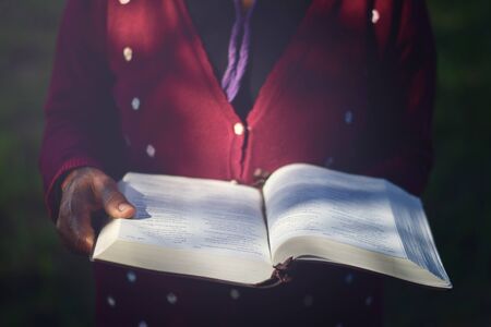 Old Women reading the Holy Bible.の写真素材