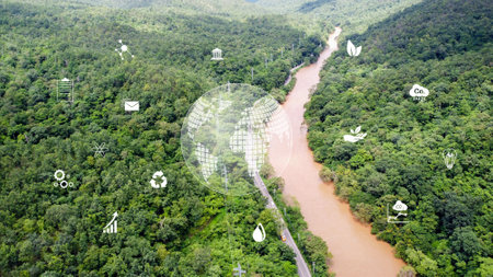 Developing sustainable CO2 concepts. Future environmental conservation and sustainable ESG modernization development by using technologyの写真素材