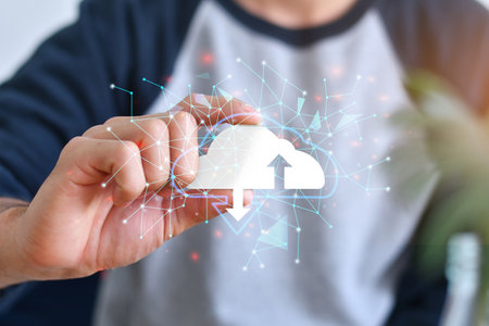 Cloud computing concept. Data security and cloud connection technology,の写真素材