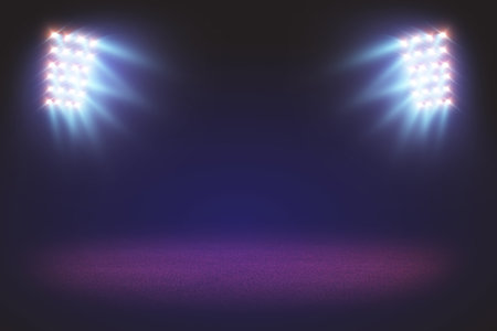 Bright stadium arena lights .stadium lights and smoke against dark night.の写真素材