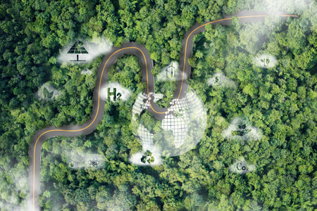 Environmental technology concept. sustainable ESG modernization development by using technology of renewable resourcesの写真素材