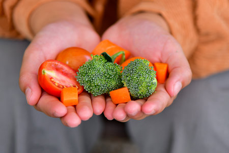 Fresh vegetables Nature The concept of biological, bio products, bio ecology, grown by own hands, vegetarians, salads healthyの写真素材