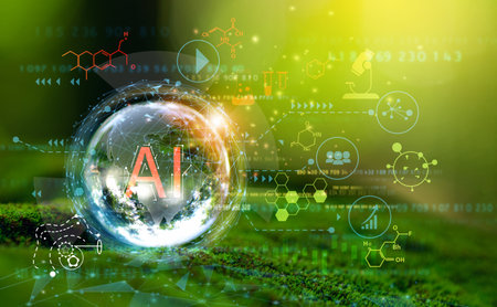 Ai and environmental science. Environmental technology concept. Sustainable development goals. SDGs.の写真素材