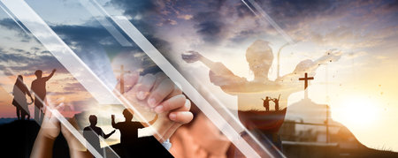 Christian Religion concept background. card design template.の写真素材