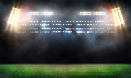 lights at night and stadium 3d renderの写真素材
