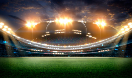 lights at night and stadium 3d render,の写真素材