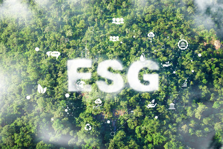 Environmental technology concept. sustainable ESG modernization development by using technology of renewable resourcesの写真素材