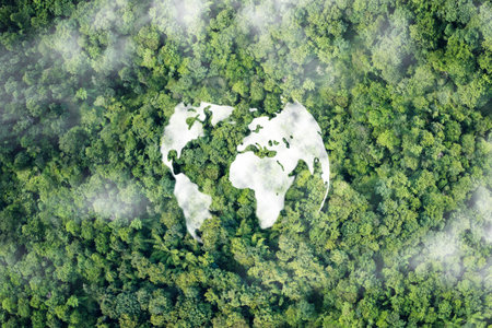 Environmental technology concept. sustainable ESG modernization development by using technology of renewable resourcesの写真素材