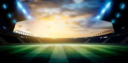 lights at night and stadium 3d render,の写真素材