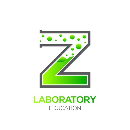 Letter Z Green color,Laboratory beaker,Science education,Chemical Logotypeのイラスト素材