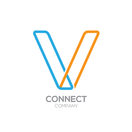 Letter V Logo Design.Linked shape square symbolのイラスト素材