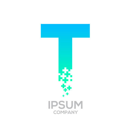 Letter T Pixel logo, Plus sign logo, Medical healthcare hospital symbol, Technology and digital logotypeのイラスト素材