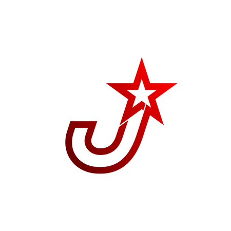 Letter J logo. Red star sign Branding Identity Corporate unusual logo design templateのイラスト素材
