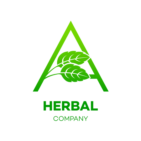 Letter A logo,Green leaf,Herbal,Pharmacy,ecology vector illustrationのイラスト素材