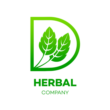Letter D logo,Green leaf,Herbal,Pharmacy,ecology vector illustrationのイラスト素材
