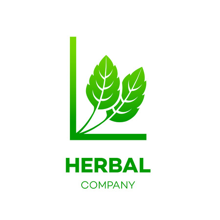 Letter L logo,Green leaf,Herbal,Pharmacy,ecology vector illustrationのイラスト素材