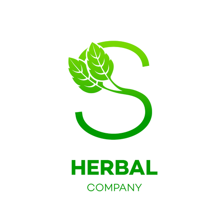 Letter S logo,Green leaf,Herbal,Pharmacy,ecology vector illustrationのイラスト素材