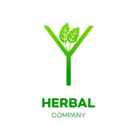 Letter Y logo,Green leaf,Herbal,Pharmacy,ecology vector illustrationのイラスト素材