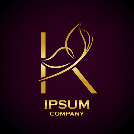 Abstract letter K gold logo for beauty and wellness businessのイラスト素材