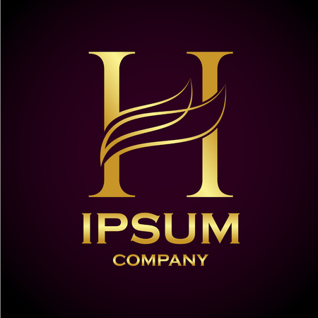 Abstract letter H logo design,Gold, beauty industry and fashion logo.cosmetics business, natural,spa salons. yoga, medicine companies and clinicsのイラスト素材