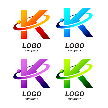 Abstract letter K round ring shape business logo design template.circle ring logo,gold impossible font,symbol,alphabet,corporate identity symbol conceptのイラスト素材