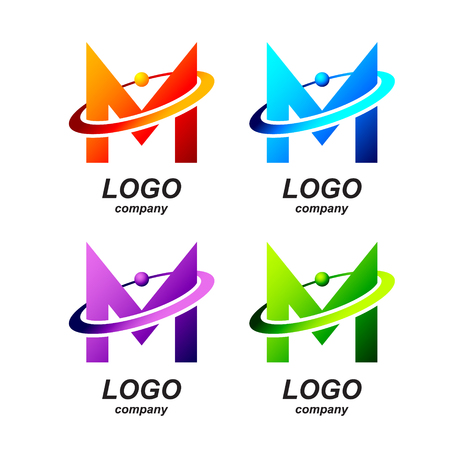 Abstract letter M round ring shape business logo design template.circle ring logo,gold impossible font,symbol,alphabet,corporate identity symbol conceptのイラスト素材