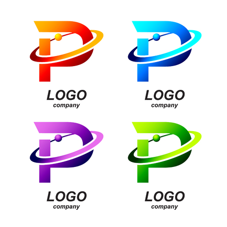 Abstract letter P round ring shape business logo design template.circle ring logo,gold impossible font,symbol,alphabet,corporate identity symbol conceptのイラスト素材