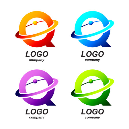 Abstract letter Q round ring shape business logo design template.circle ring logo,gold impossible font,symbol,alphabet,corporate identity symbol conceptのイラスト素材