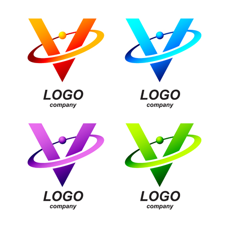 Abstract letter V round ring shape business logo design template.circle ring logo,gold impossible font,symbol,alphabet,corporate identity symbol conceptのイラスト素材