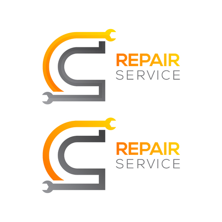 Letter C with wrench logo, Industrial, repair, tools, service and maintenance logo for corporate identity.のイラスト素材