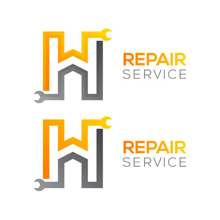 Letter H with wrench logo, Industrial, repair, tools, service and maintenance logo for corporate identity.のイラスト素材