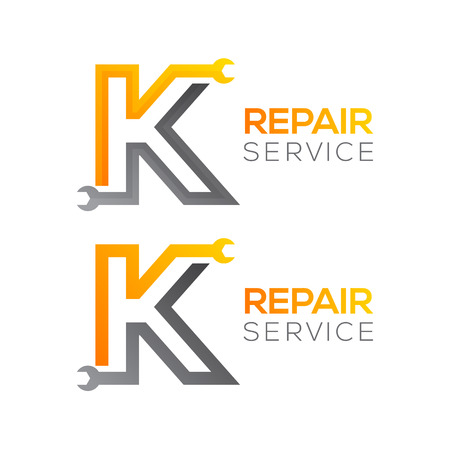 Letter K with wrench logo, Industrial, repair, tools, service and maintenance logo for corporate identity.のイラスト素材