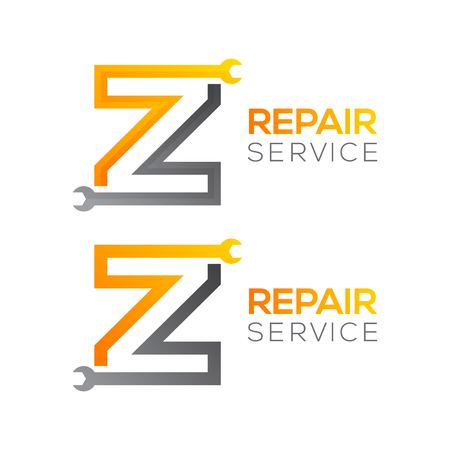 Letter Z with wrench logo, Industrial, repair, tools, service and maintenance logo for corporate identity.のイラスト素材