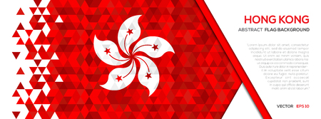 Abstract polygon Geometric Shape background.Hong Kong flagのイラスト素材