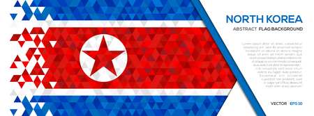 Abstract polygon Geometric Shape background.North Korea flagのイラスト素材