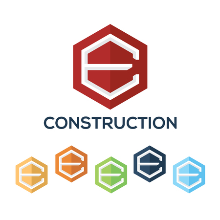 Letters E set,Hexagon vector logo design templateのイラスト素材