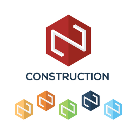Letters N set,Hexagon vector logo design templateのイラスト素材
