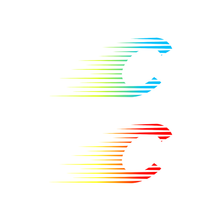 Abstract letter C logo,fast speed fire moving,quick energy sign for your Corporate identityのイラスト素材
